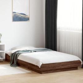 Bedframe with LED Lights Brown Oak 75x190cm