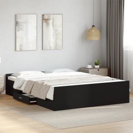 Bedframe with Drawers Black 150x200cm King Size