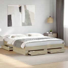 Bedframe with Drawers Sonoma Oak 200x200cm