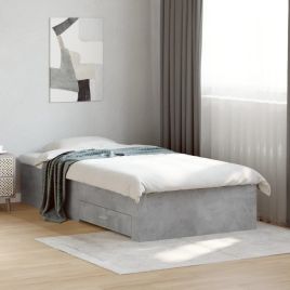 Bedframe with Drawers Concrete Grey Single 90x190cm