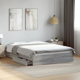 Bedframe with Drawers Grey Sonoma 140x200cm