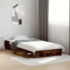 Bedframe with Drawers Smoked Oak 90x200cm