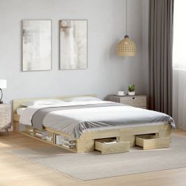 Bedframe with Drawers Sonoma Oak 140x190cm