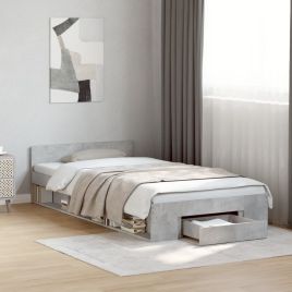 Bedframe with Drawer Concrete Grey 90x190cm Single