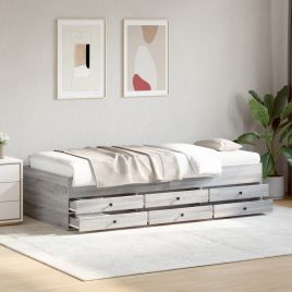 Daybed with Drawers Grey Sonoma 90x190cm Single