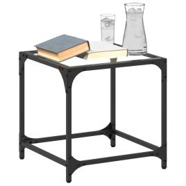 Coffee Tables with Transparent Glass Top 2 pcs 40x40x40 cm Steel