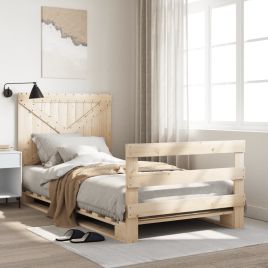 Bedframe with Headboard 100x200cm Solid Wood