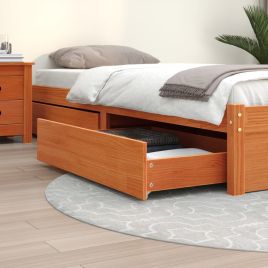 Bed Drawers 4 Pieces Wax Brown Solid Wood Pine
