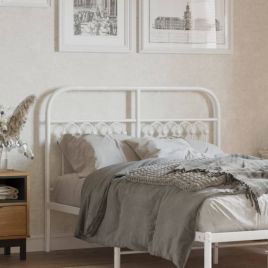 Metal Headboard White 120 cm
