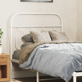 Metal Headboard White 90 cm