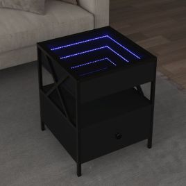 Coffee Table with Infinity LED Black 40x40x51 cm
