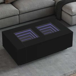 Coffee Table with Infinity LED Black 116x69x40 cm