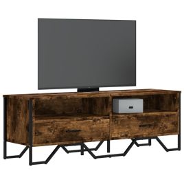 TV Cabinet Smoked Oak 122x34x41 cm Engineered Wood