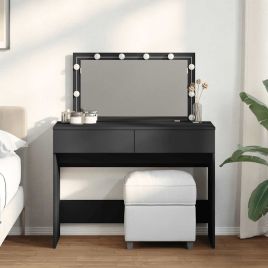 Dressing Table with LED Black 100x40x120 cm