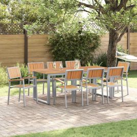 CLEFORD Garden Dining Set 9 pcs Solid Acacia Wood - Grey