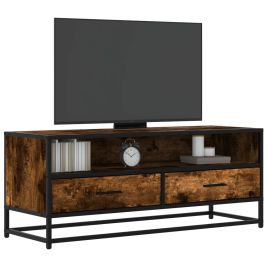 TV Cabinet Smoked Oak 100x34.5x40 cm Engineered Wood and Metal