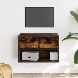 TV Cabinet Smoked Oak 60x31x39.5 cm Wood and Metal