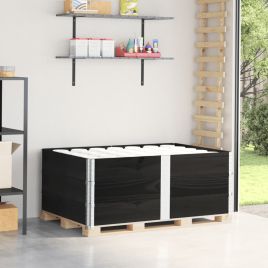 Pallet Collars 3 Pieces Black 150x100 cm Solid Wood Pine