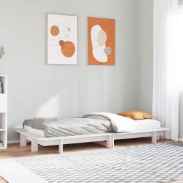 Bedframe White 100x200cm Solid Wood Pine