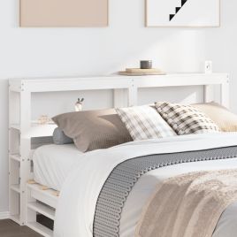 Headboard with Shelves White 140 cm Solid Wood Pine