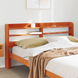 Headboard with Shelves Wax Brown 140 cm Solid Wood Pine