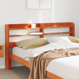 Headboard with Shelves Wax Brown 135 cm Solid Wood Pine
