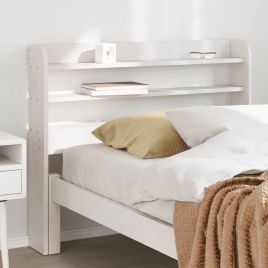 Headboard with Shelves White 75 cm Solid Wood Pine