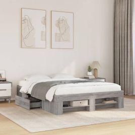 Bedframe Grey Sonoma 140x200cm Engineered Wood