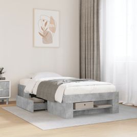 Bedframe Concrete Grey 100x200cm Engineered Wood
