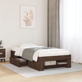 Bedframe Brown Oak 90x200cm Engineered Wood