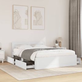 Bedframe with Headboard White 140x190cm