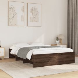 Bedframe Brown Oak 140x190cm Engineered Wood