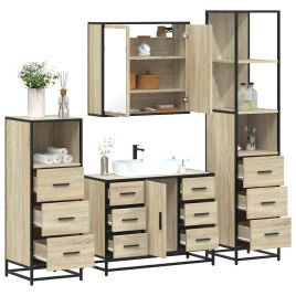 4 Piece Bathroom Furniture Set Sonoma Oak Engineered Wood
