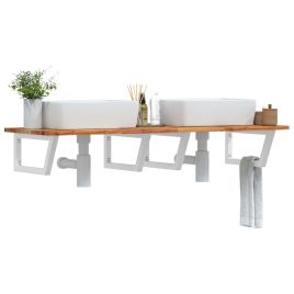 Basin Shelf Wall Mounted Steel and Solid Wood Acacia