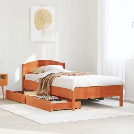 Bedframe Wax Brown 100x200cm Solid Wood Pine