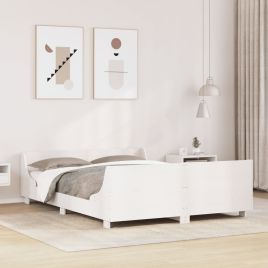 Bedframe White 150x200cm King Size Solid Wood Pine