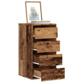 FEWISH Walnut Oak Finish Chest of Drawers - Small-sized, 4 Drawers