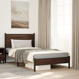 Metal Bedframe Brown Oak 100x190cm