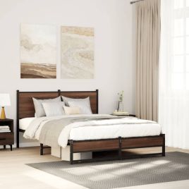 Metal Bedframe Brown Oak 140x190cm