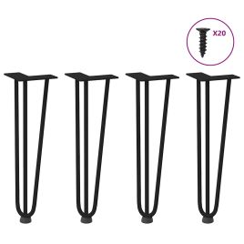 Hairpin Table Legs 4 pcs Black 42 cm Solid Steel