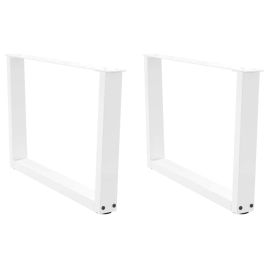 Dining Table Legs V-Shape 2 pcs White 70x(42-43.3) cm Steel