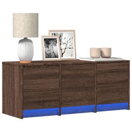 TV Cabinet with LED Brown Oak 97x34x40 cm Engineered Wood