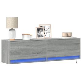TV Wall Cabinet with LED Lights Grey Sonoma 140x31x38 cm
