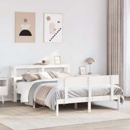 Bedframe White 140x190cm Solid Wood Pine