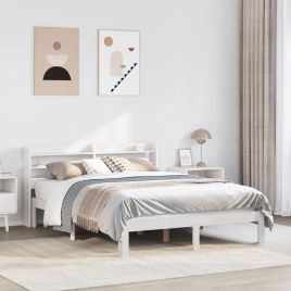 Bedframe with Headboard White 140x190cm