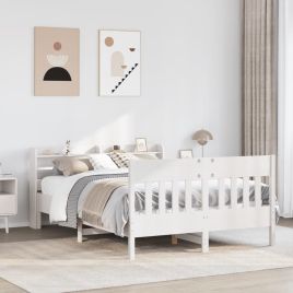 Bedframe White 140x190cm Solid Wood Pine