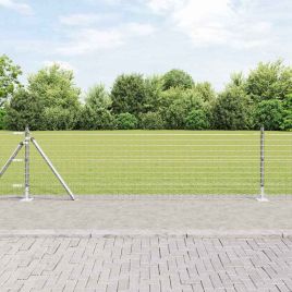 Fence Posts with Base Plates 52 pcs Diameter 32mm 70cm Galvanised Steel