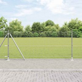 Fence Posts with Base Plates 52 pcs Diameter 32mm 90cm Galvanised Steel
