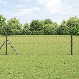 Chain Link Fence with 7 Posts 0.4x10 m Galvanised Steel Grey