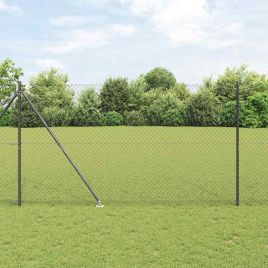 Chain Link Fence with 7 Spike Posts 1.5x10 m Galvanised Steel